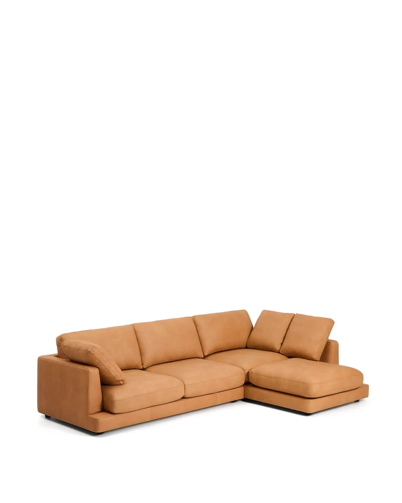 Gala 4-Seater with Chaise - Brown Leather