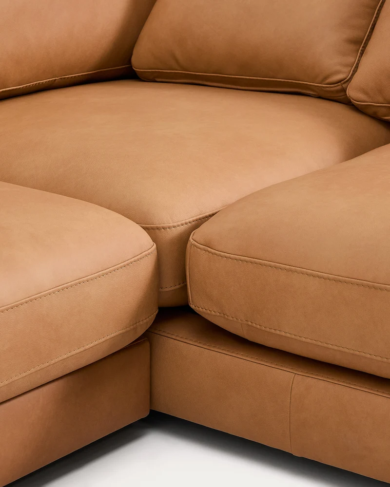 Gala 4-Seater with Chaise - Brown Leather