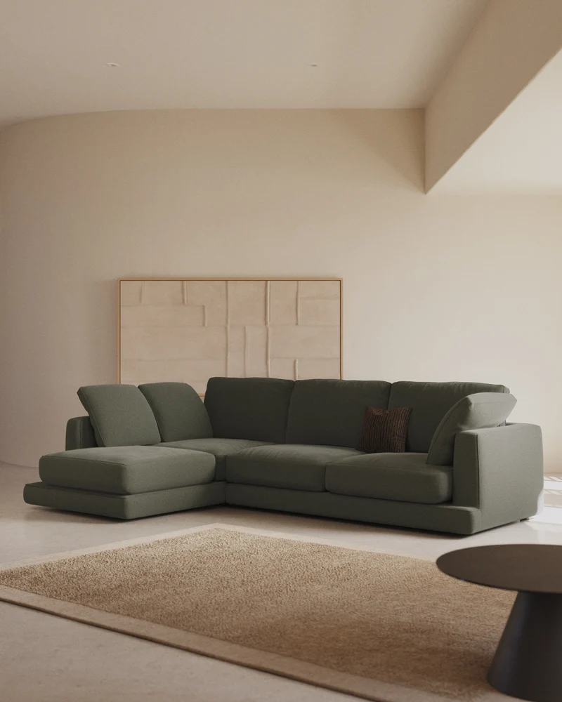 Gala 4-Seater with Chaise - Green Chenille