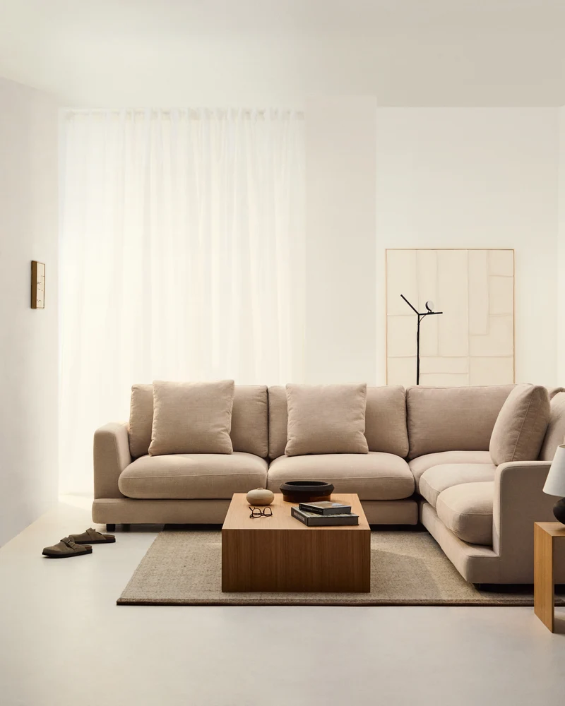 Gala 6-seater corner sofa - Beige Chenille
