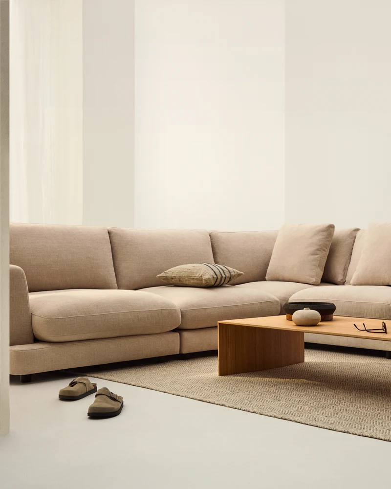 Gala 6-seater corner sofa - Beige Chenille