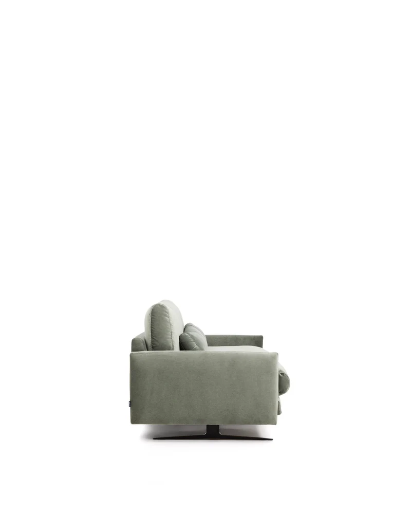 Veliro green velvet 3-seater sofa with black steel legs 240cm FSC Mix Credit