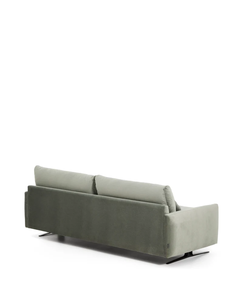 Veliro green velvet 3-seater sofa with black steel legs 240cm FSC Mix Credit