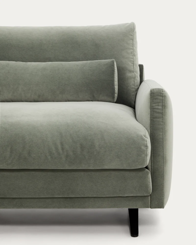 Veliro green velvet 3-seater sofa with black steel legs 240cm FSC Mix Credit
