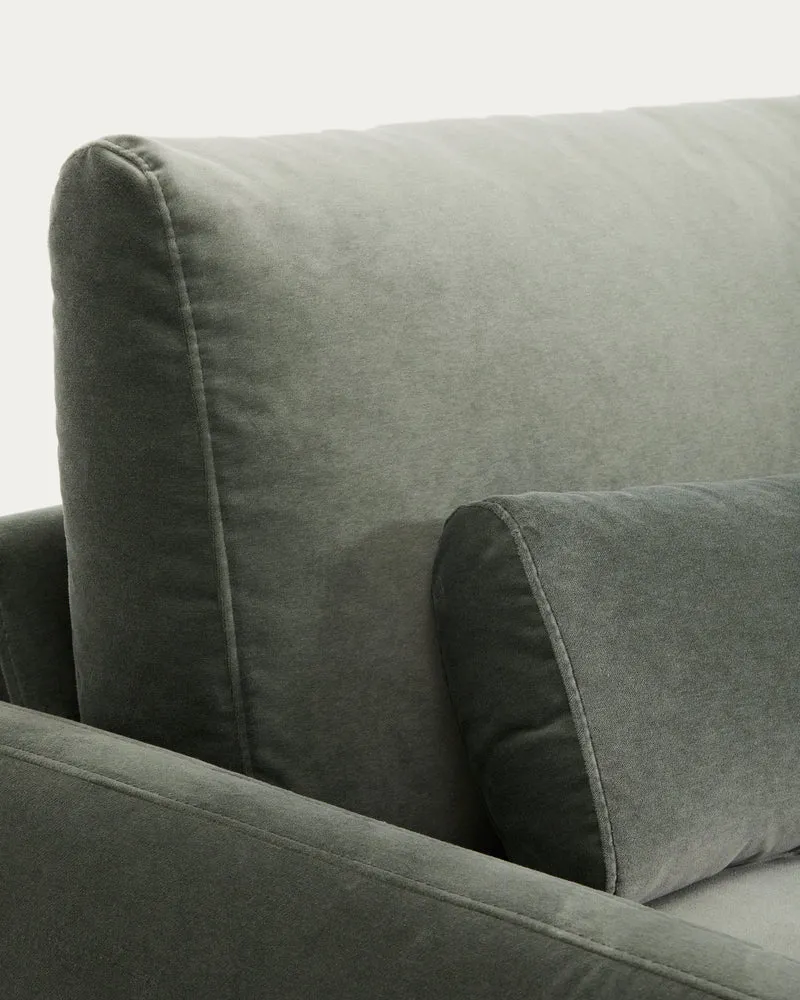 Veliro green velvet 3-seater sofa with black steel legs 240cm FSC Mix Credit