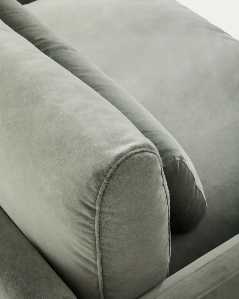 Veliro green velvet 3-seater sofa with black steel legs 240cm FSC Mix Credit
