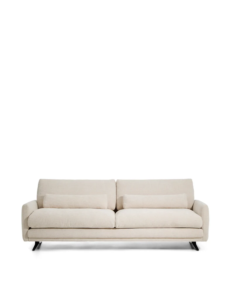 Veliro beige chenille 3-seater sofa with black steel legs 240cm FSC Mix Credit