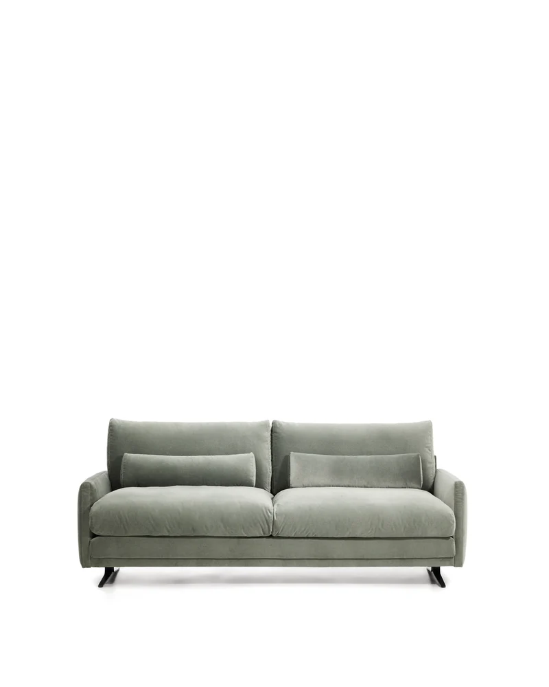 Veliro green velvet 2-seater sofa with steel legs in black finish 210cm FSC Mix Credit