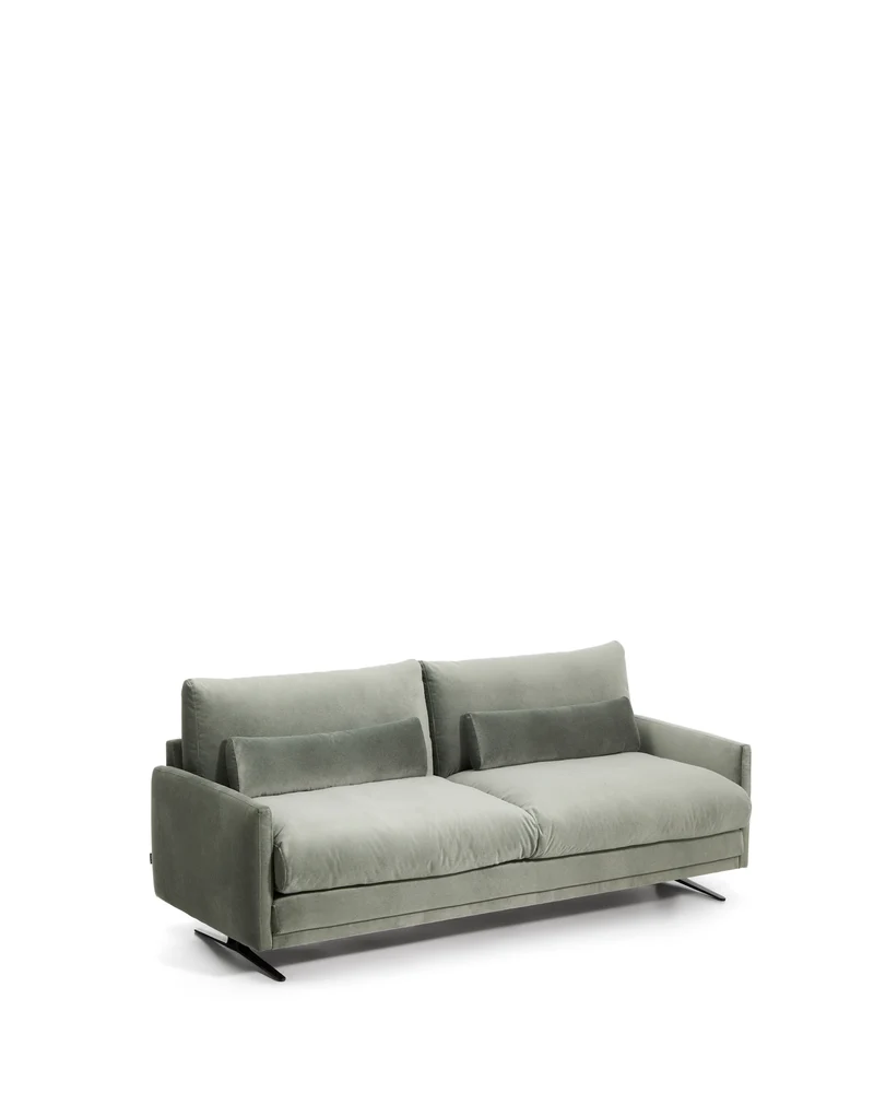 Veliro green velvet 2-seater sofa with steel legs in black finish 210cm FSC Mix Credit
