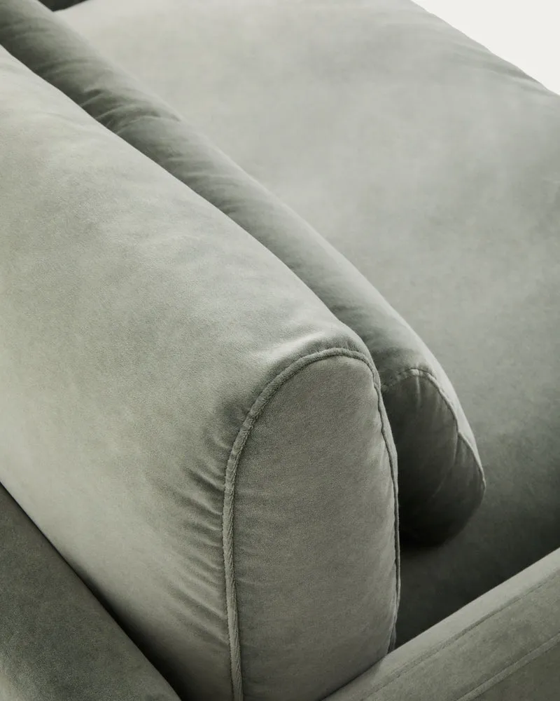 Veliro green velvet 2-seater sofa with steel legs in black finish 210cm FSC Mix Credit