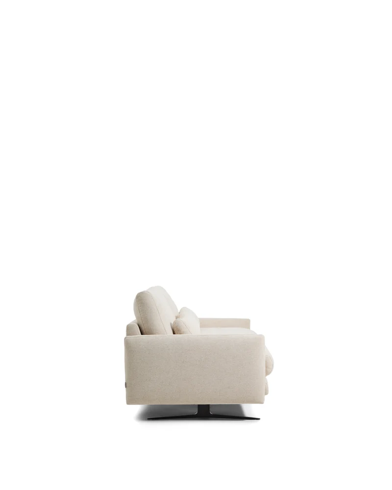 Veliro beige chenille 2-seater sofa with black steel legs 210cm FSC Mix Credit