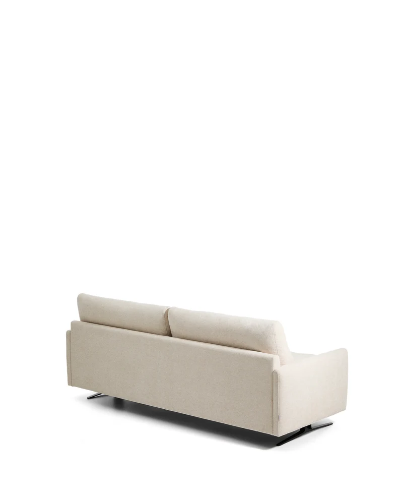 Veliro beige chenille 2-seater sofa with black steel legs 210cm FSC Mix Credit