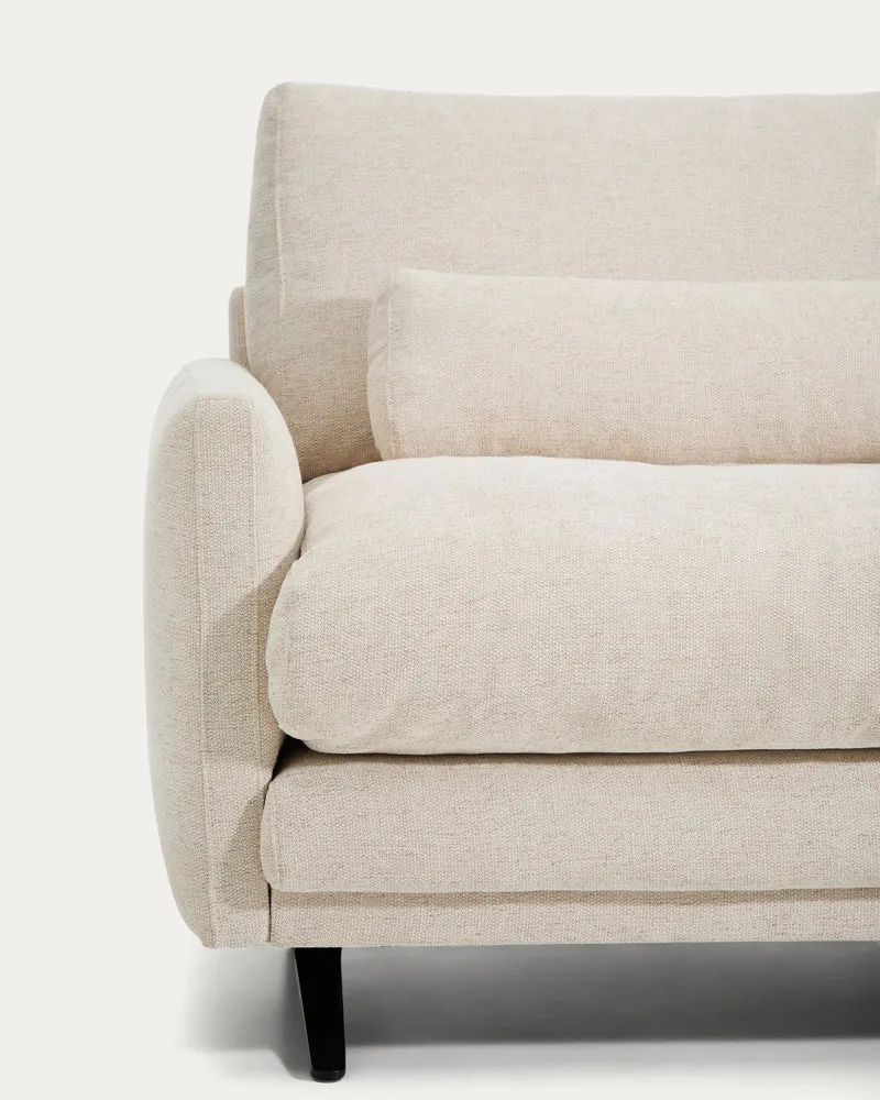 Veliro beige chenille 2-seater sofa with black steel legs 210cm FSC Mix Credit