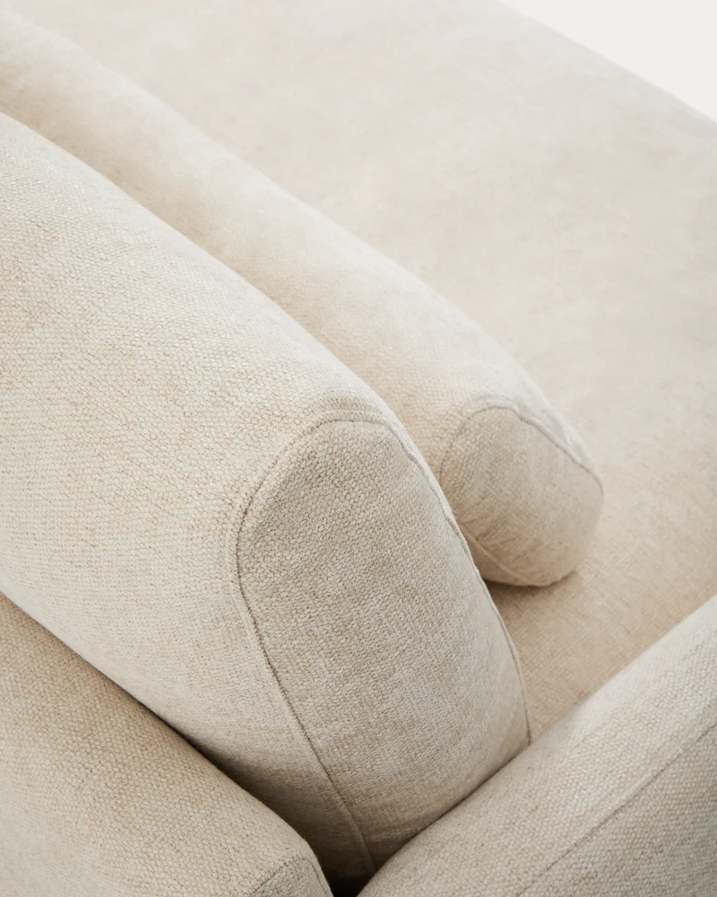 Veliro beige chenille 2-seater sofa with black steel legs 210cm FSC Mix Credit