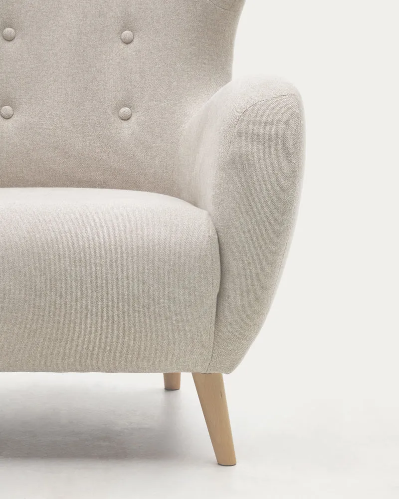 Patio beige armchair with solid beech wood legs FSC Mix Credit