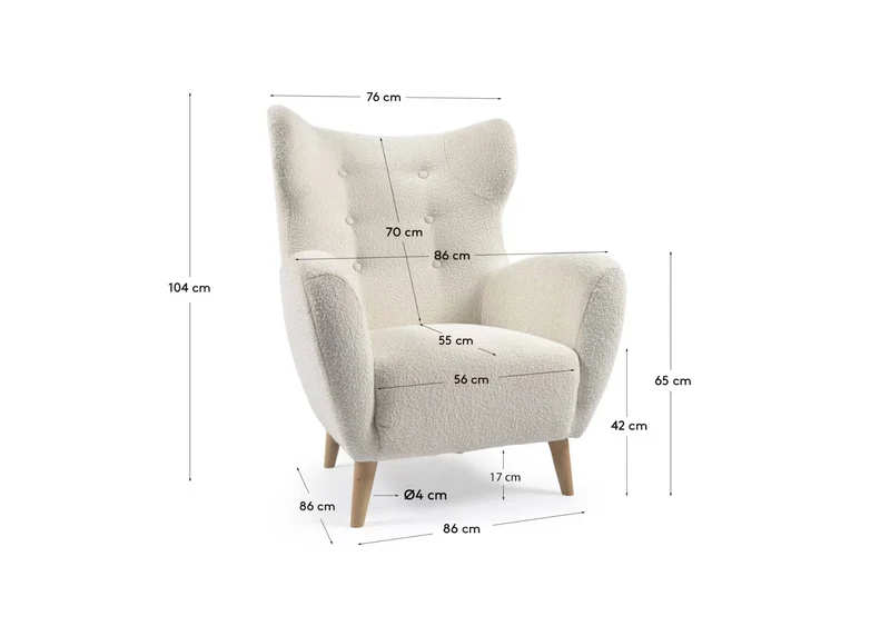 Patio beige armchair with solid beech wood legs FSC Mix Credit