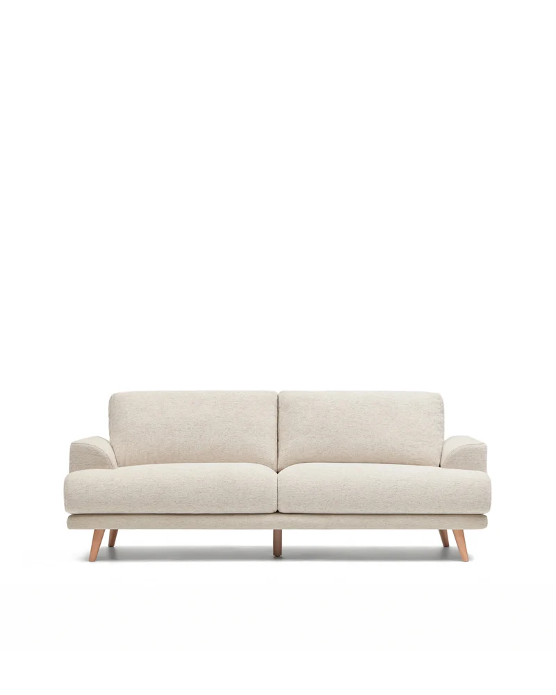 Karin Sofa - Beige Chenille & Natural Legs