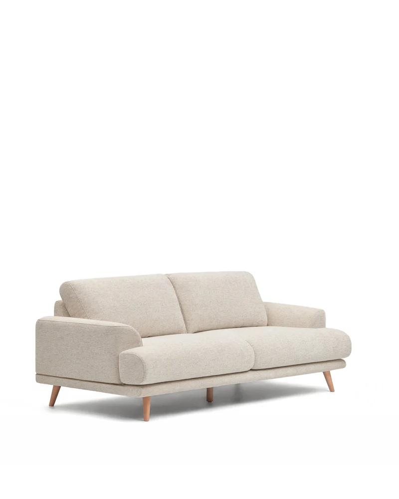 Karin Sofa - Beige Chenille & Natural Legs