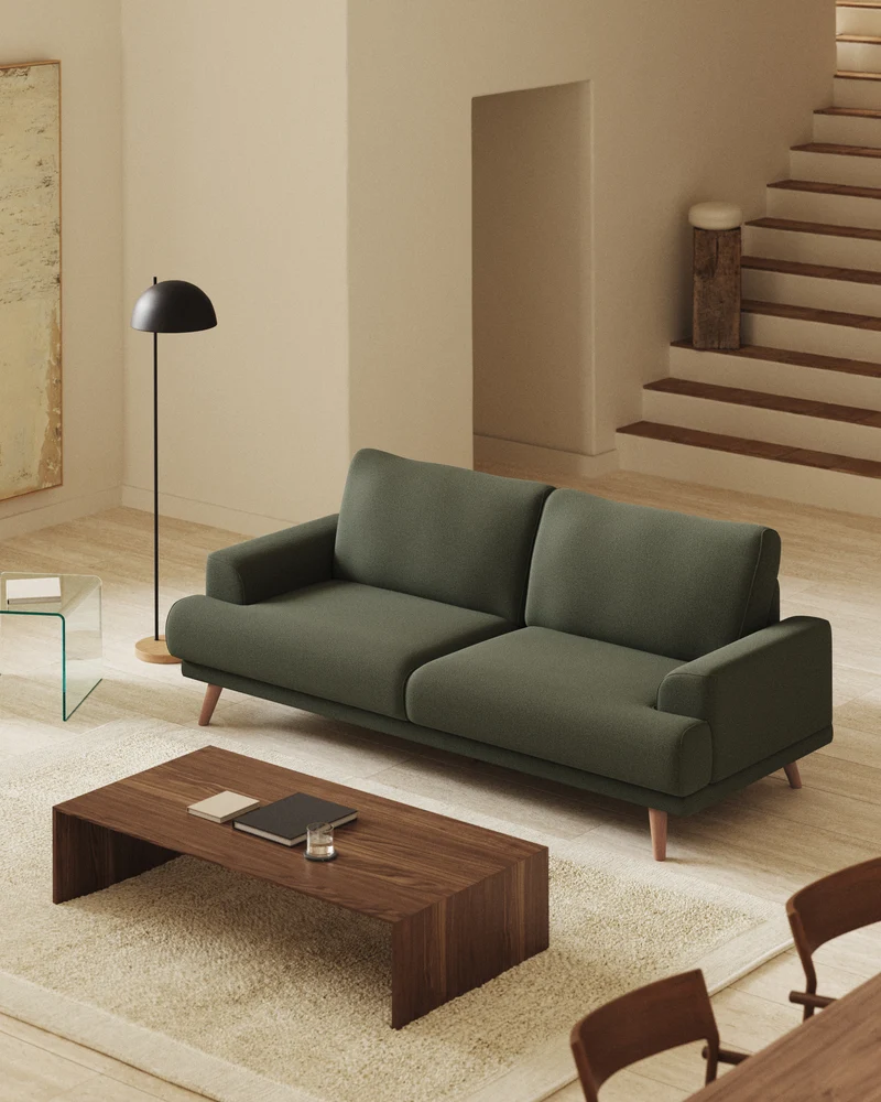Karin Sofa - Green & Natural legs