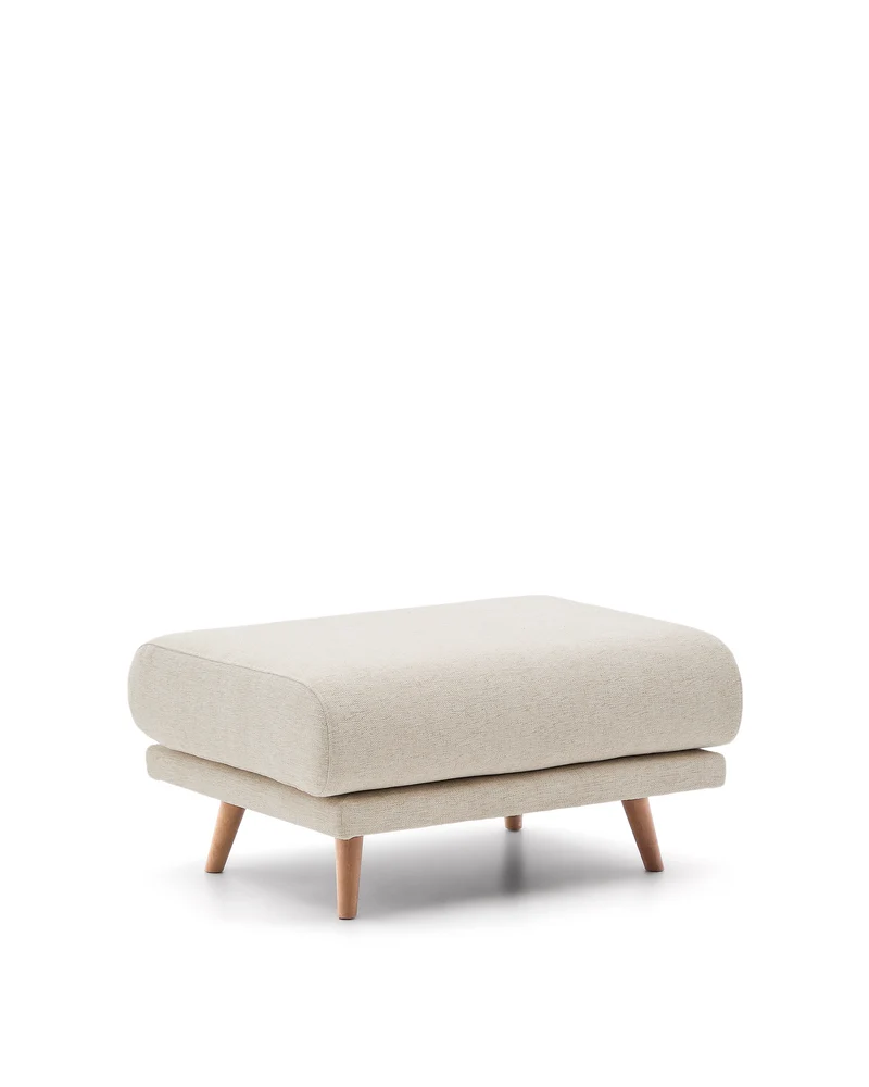 Karin Footrest - Beige chenille & Beech