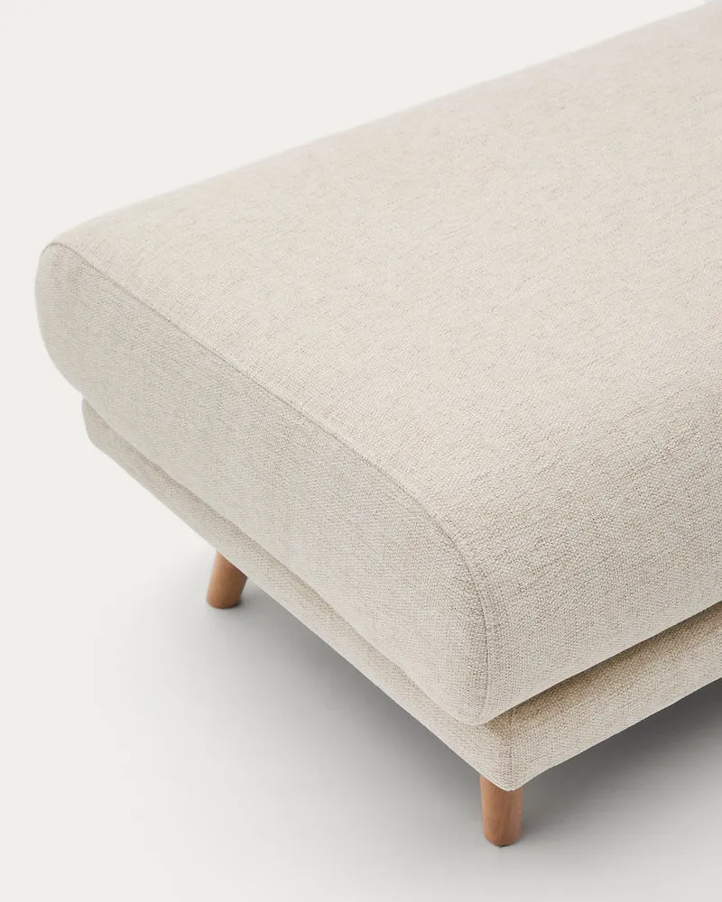 Karin Footrest - Beige chenille & Beech