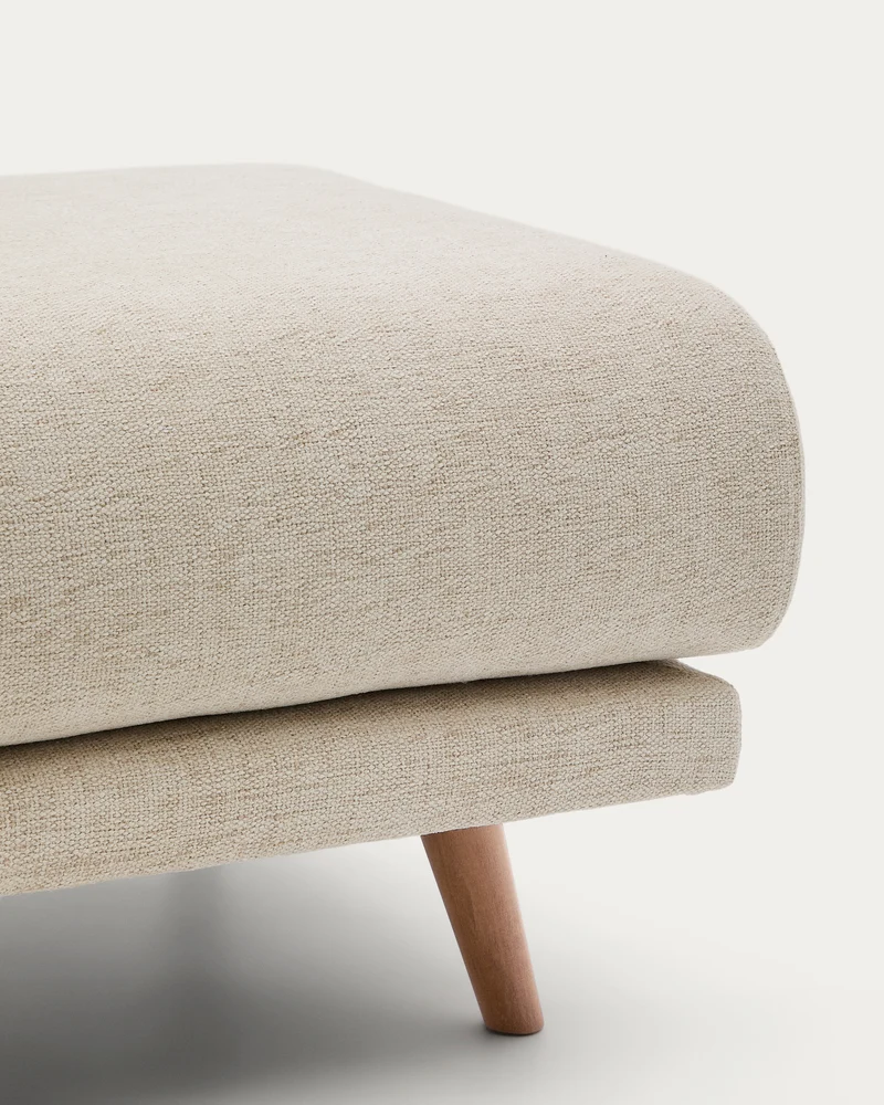 Karin Footrest - Beige chenille & Beech