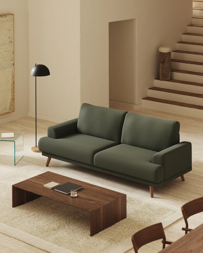 Karin Sofa - Green & Walnut legs