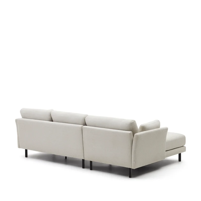 Gilma 3 Seater with Chaise - Pearl Chenille & Black Legs
