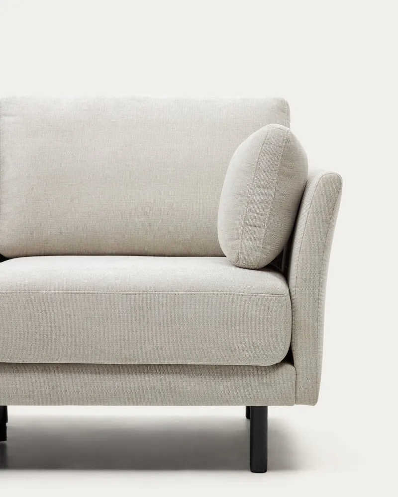 Gilma 3 Seater with Chaise - Pearl Chenille & Black Legs