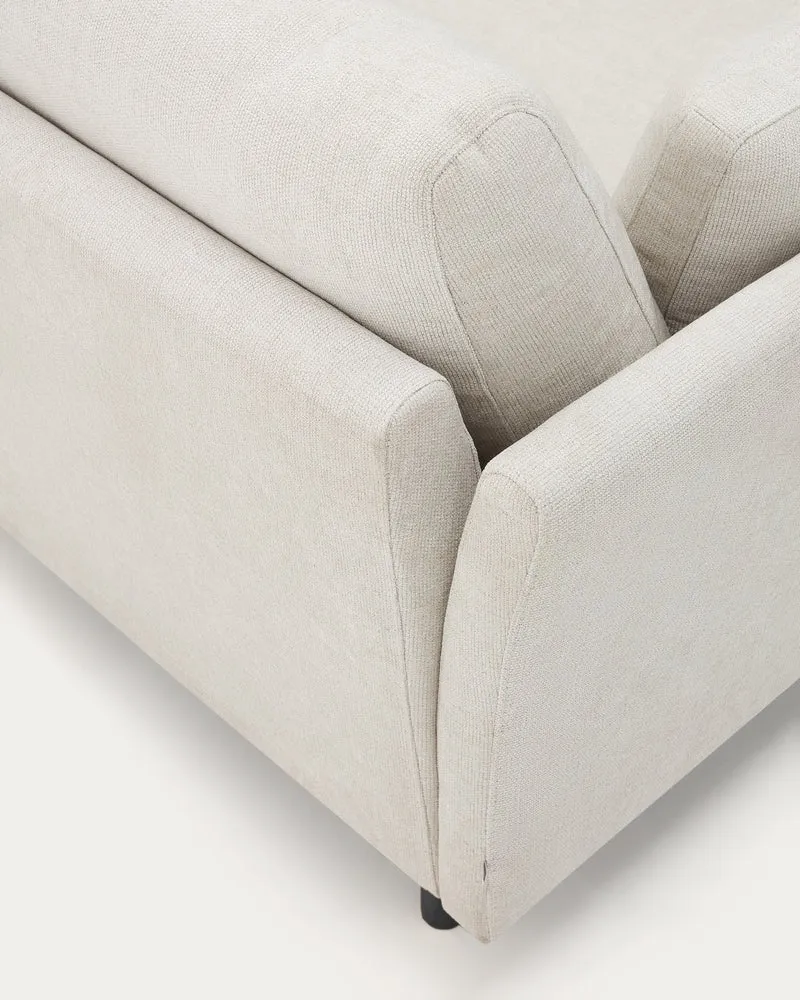 Gilma 3 Seater with Chaise - Pearl Chenille & Black Legs