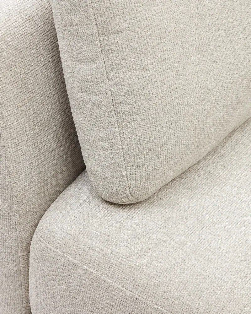 Gilma 3 Seater with Chaise - Pearl Chenille & Black Legs