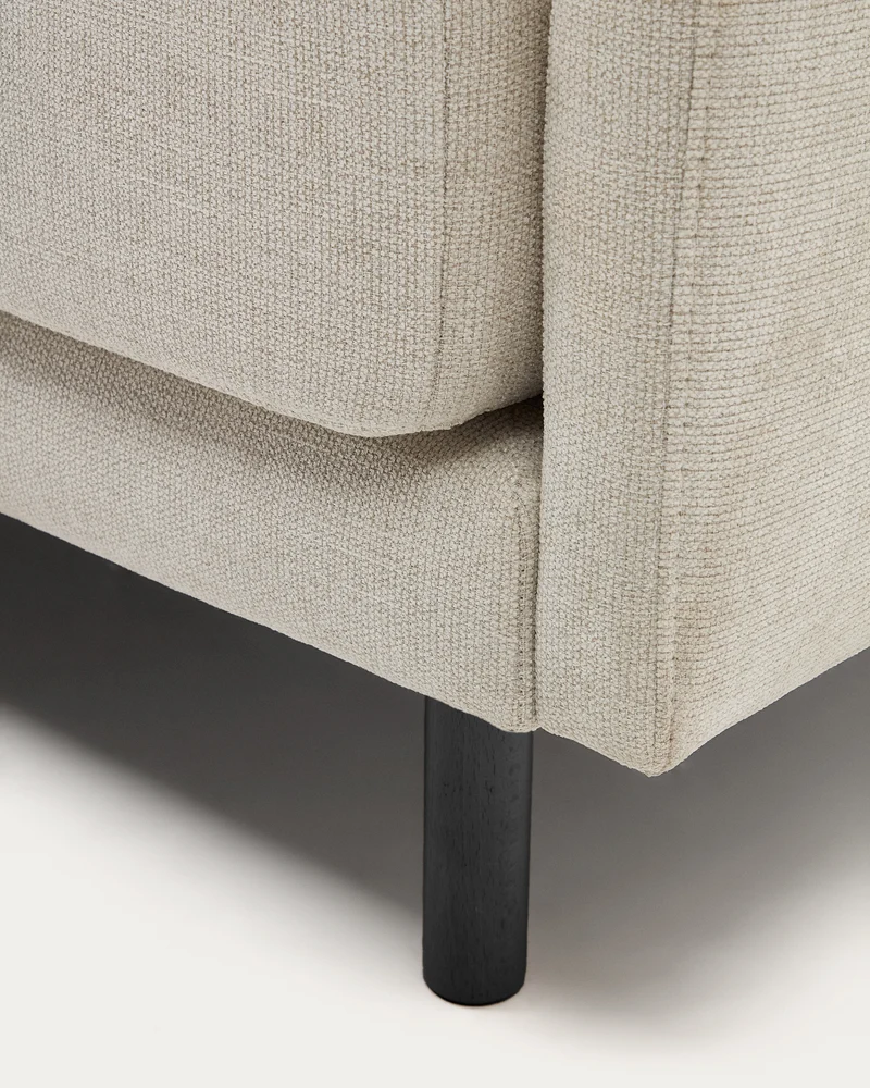 Gilma 3 Seater with Chaise - Pearl Chenille & Black Legs