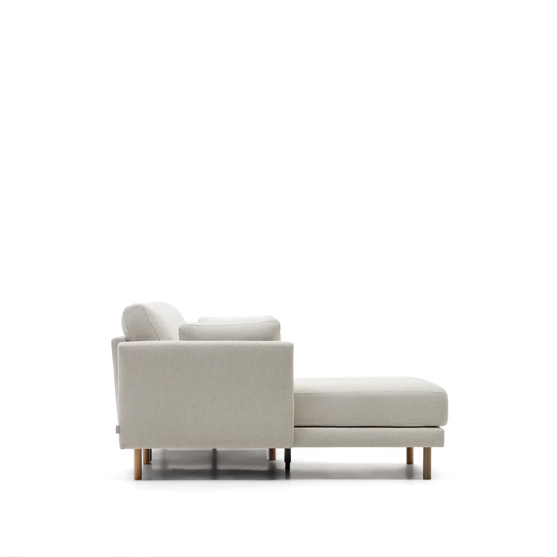 Gilma 3 Seater with Chaise - Pearl Chenille & Natural Legs