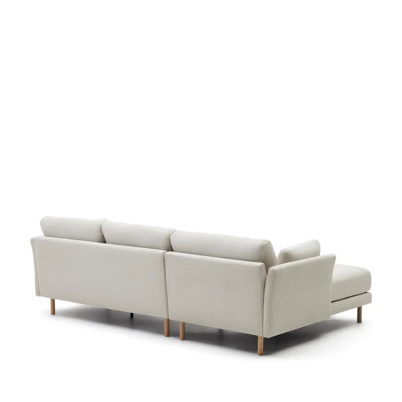 Gilma 3 Seater with Chaise - Pearl Chenille & Natural Legs