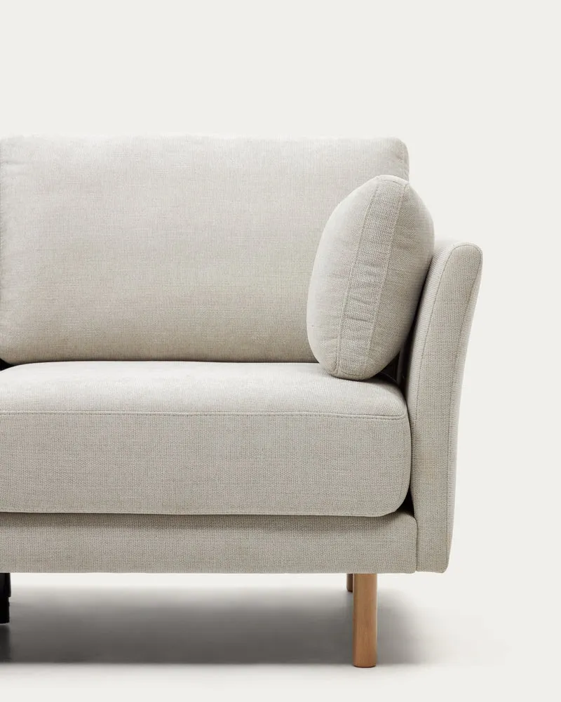 Gilma 3 Seater with Chaise - Pearl Chenille & Natural Legs