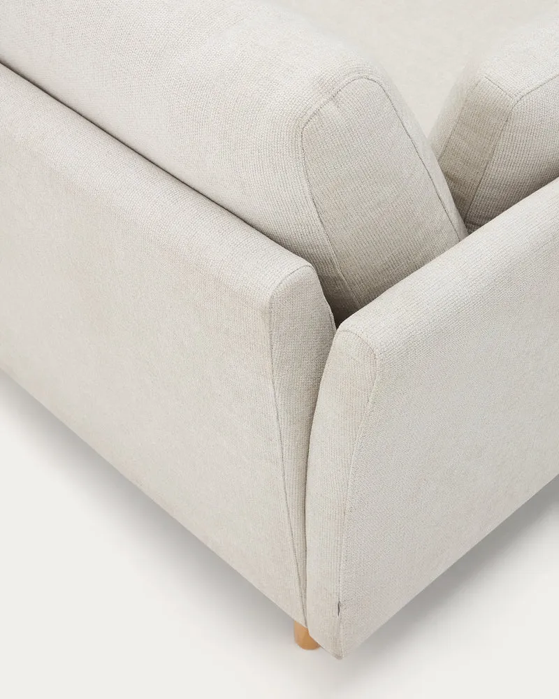 Gilma 3 Seater with Chaise - Pearl Chenille & Natural Legs