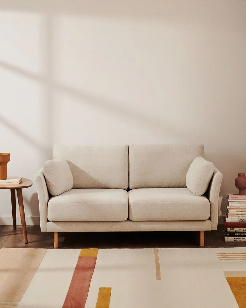 Gilma 2-seater - Pearl Chenille & Natural finish legs