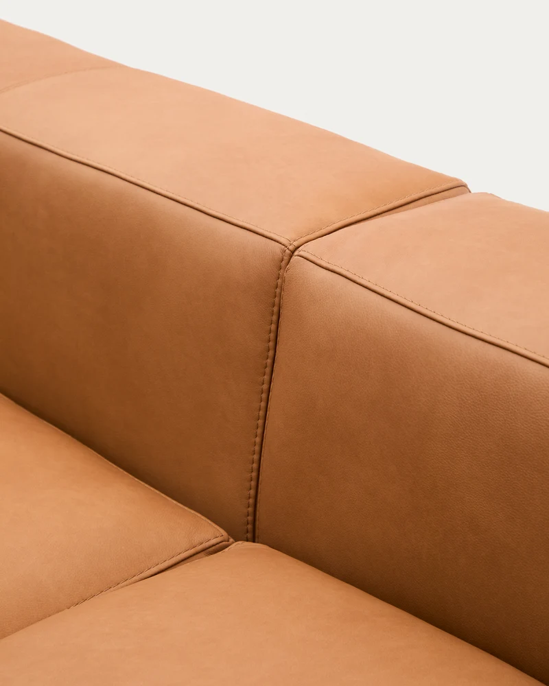 Blok 3-seater with Chaise Longue - Brown Leather