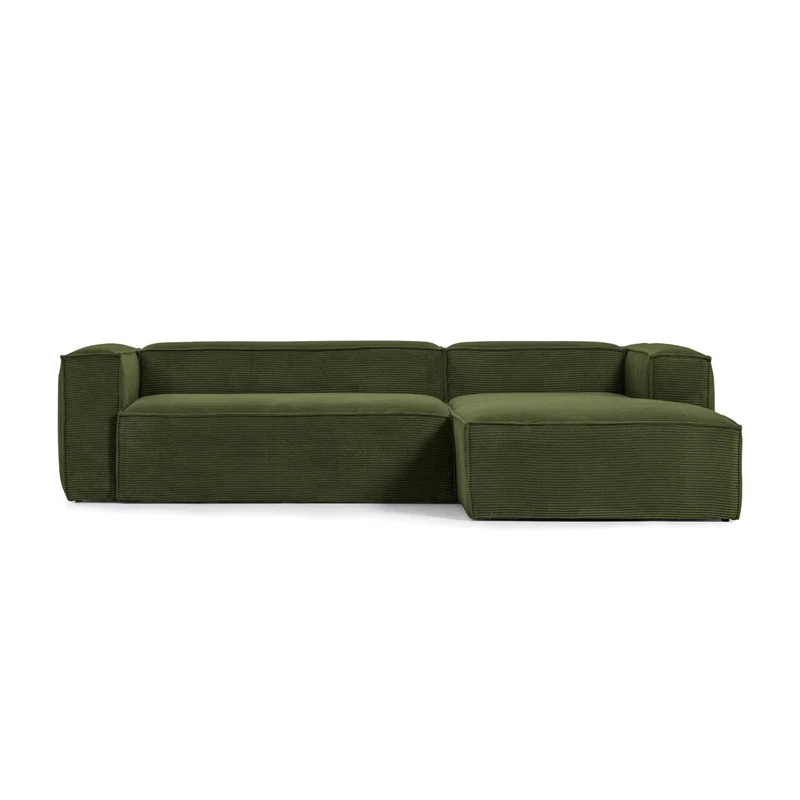 Blok 3-seater with Chaise Longue - Green Corduroy