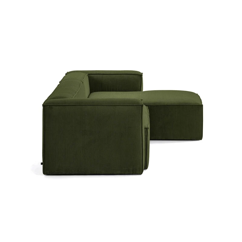 Blok 3-seater with Chaise Longue - Green Corduroy