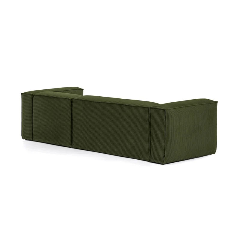 Blok 3-seater with Chaise Longue - Green Corduroy