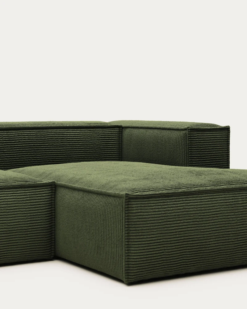Blok 3-seater with Chaise Longue - Green Corduroy