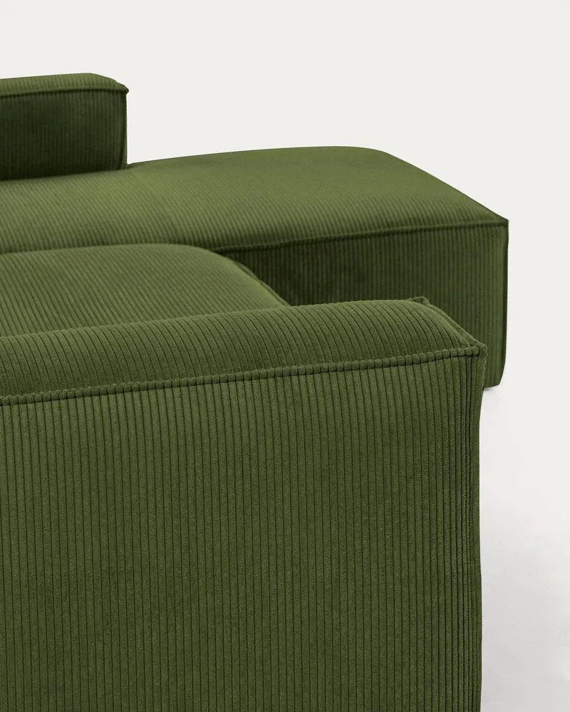 Blok 3-seater with Chaise Longue - Green Corduroy