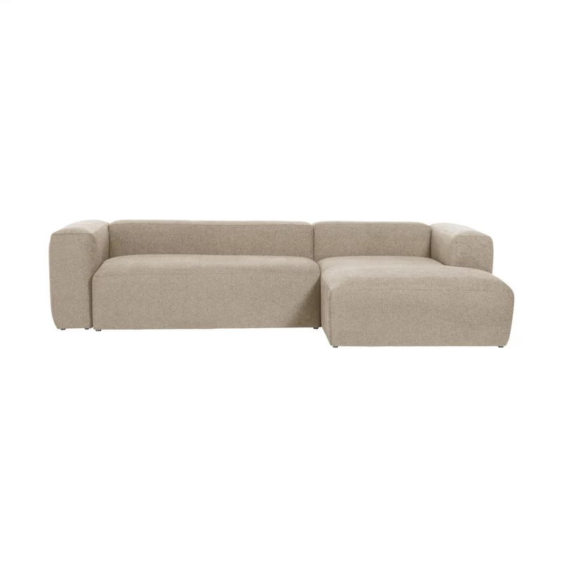 Blok 3-seater with Chaise Longue - Beige Chenille
