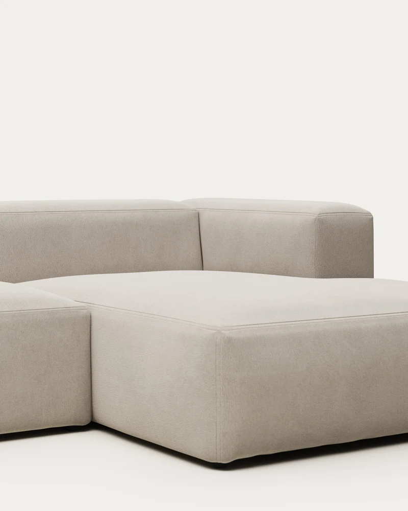 Blok 3-seater with Chaise Longue - Beige Chenille