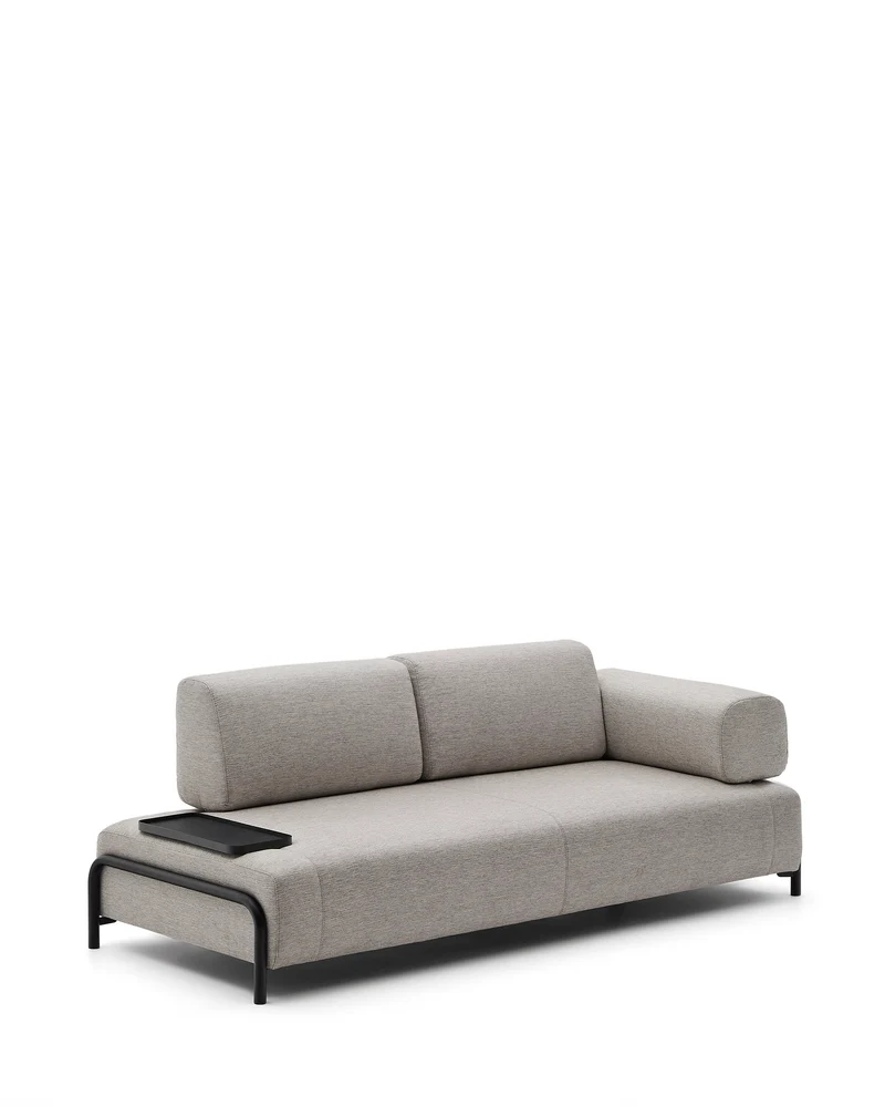 Compo 3-seater with Small Tray - Grey-Beige