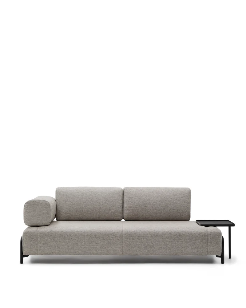 Compo 3-seater sofa with Large Tray - Beige-Grey