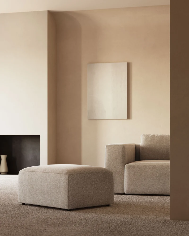 Blok footrest - Beige Chenille