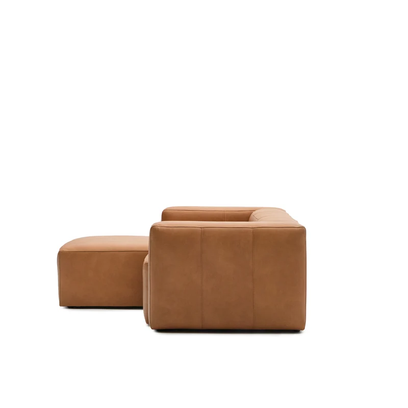 Blok 2-seater with Chaise Longue - Brown Leather