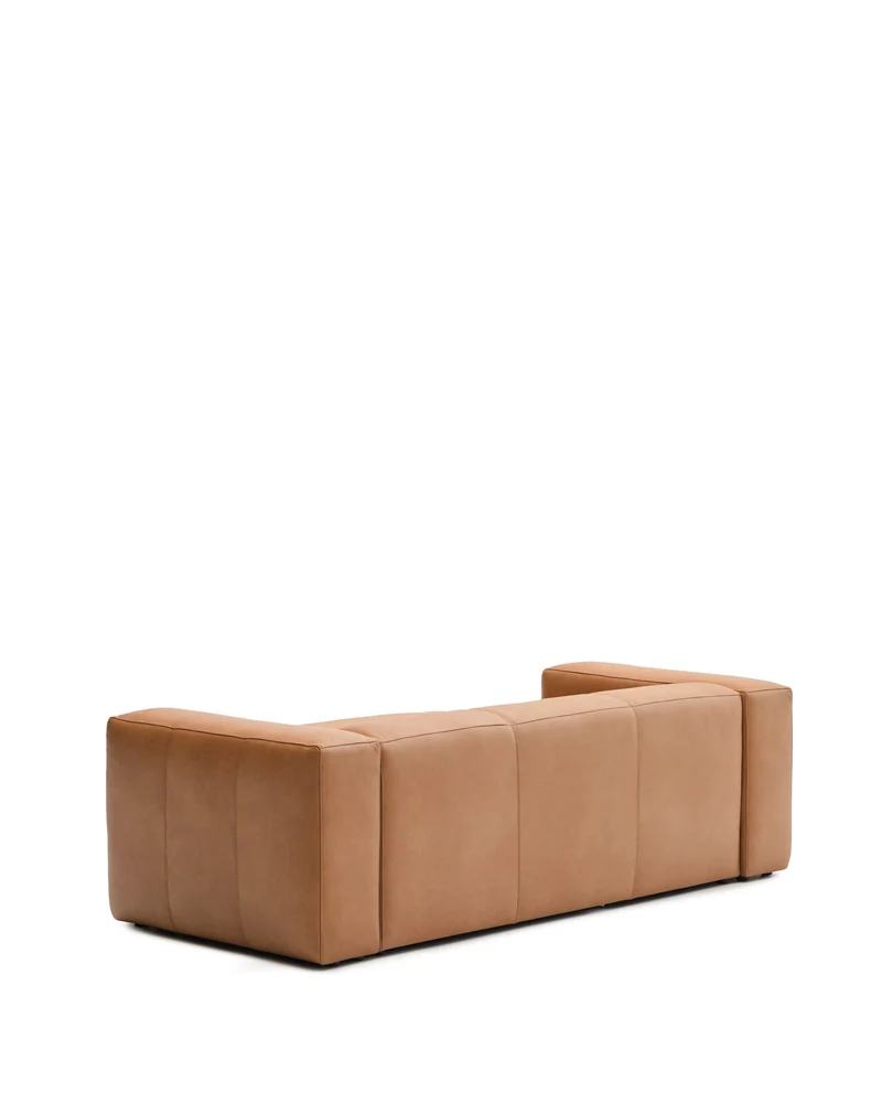Blok 2-seater with Chaise Longue - Brown Leather
